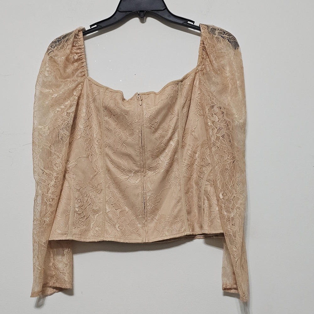 Chelsea & Violet Women Top Blouse Size 10 Fits Medium Brown Nude Sweetheart New - Picture 7 of 8